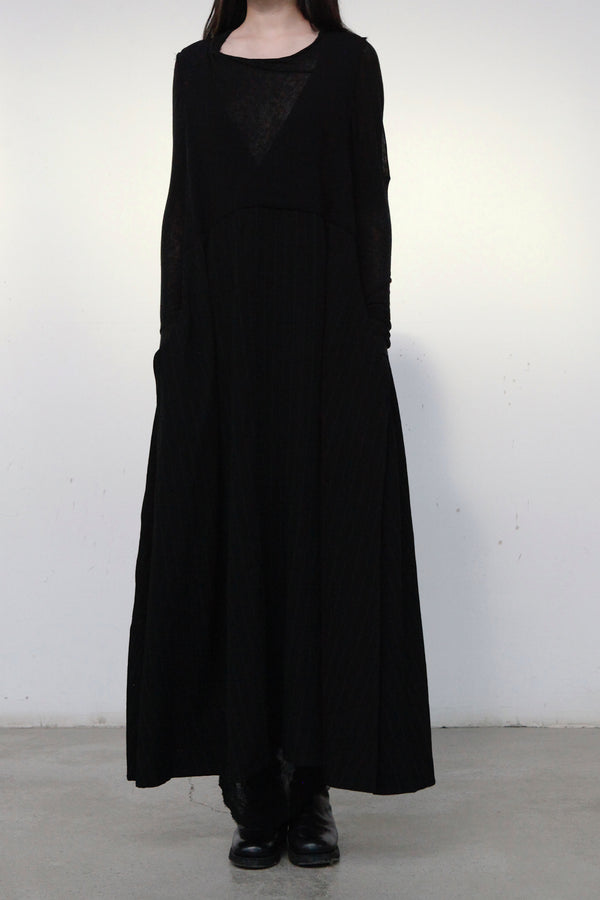Marc le bihan double stitching long skirt 2180 black